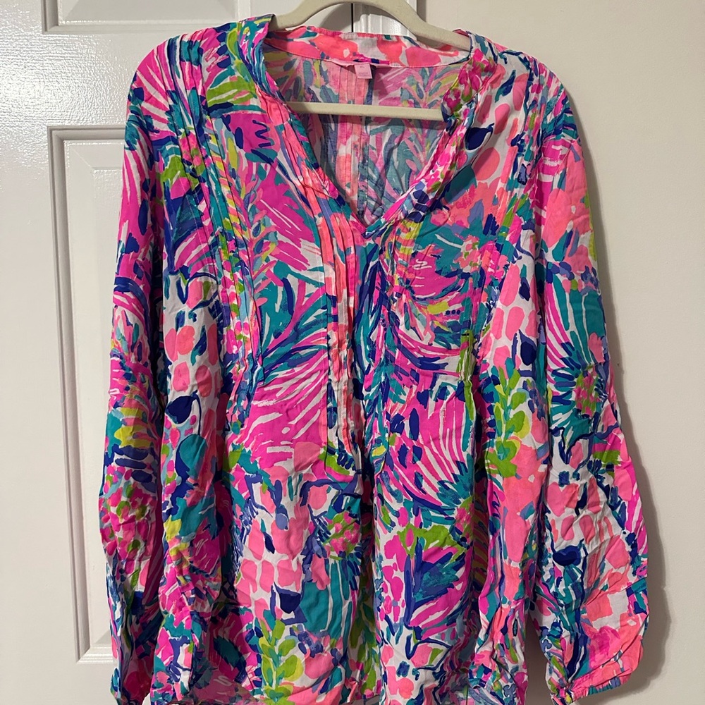 Lilly Pulitzer Sarasota Tunic Top in Gumbo Limbo Women's Size XL